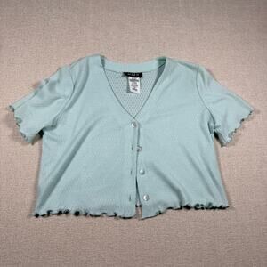 Women's 90's Cropped Cardigan Vintage Seafoam Blue Jazz II size 10 Large